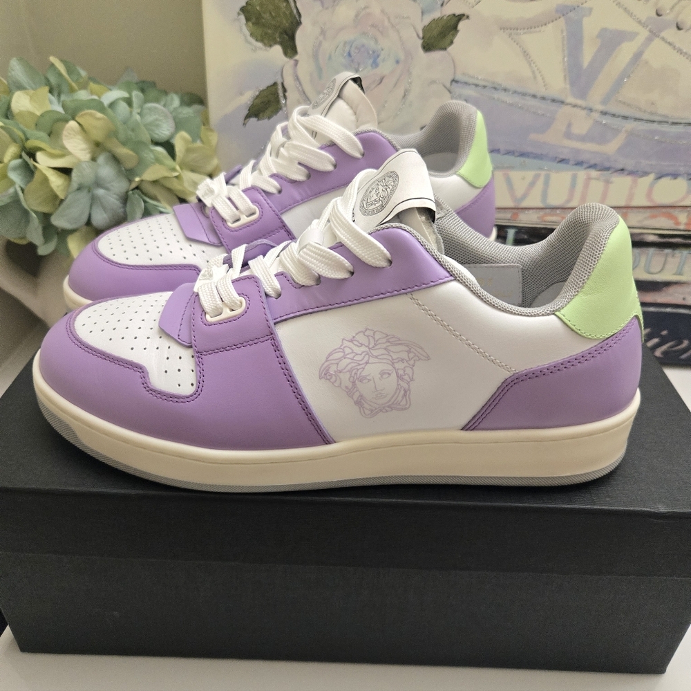 Versace Medusa Insignia Leather Sneakers W Box Women Size 9.5 Men 8 - Picture 8 of 15